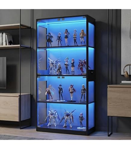 Amazon | LEDガラスディスプレイキャビネット 大型四面透明 フィギュア